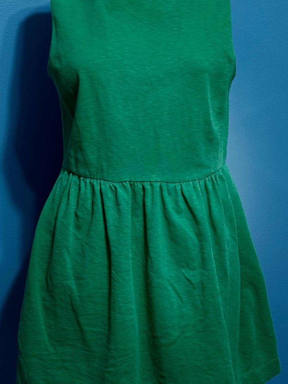 J. Crew Emerald Green Sleeveless Gathered Waist Dress